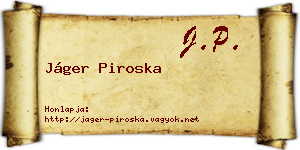 Jáger Piroska névjegykártya